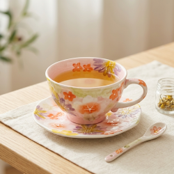 Floral Porcelain Mug & Saucer 240 ml